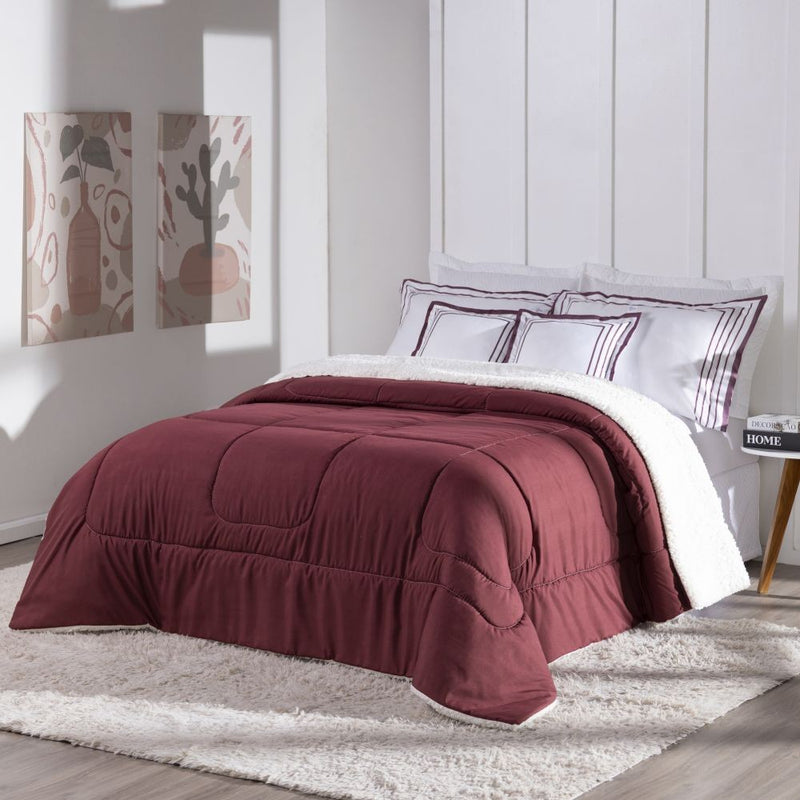 Kit Coberdrom Soft 05 Peças King cor:Vermelho Marsala