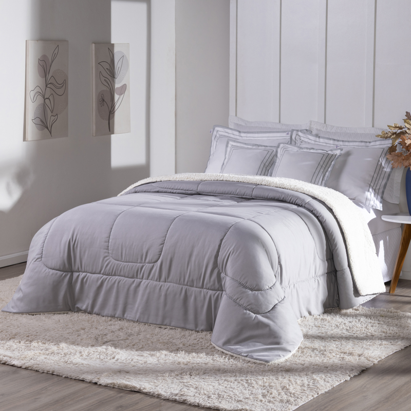 Kit Coberdrom Soft 05 Peças Queen cor:Cinza (3203-10)