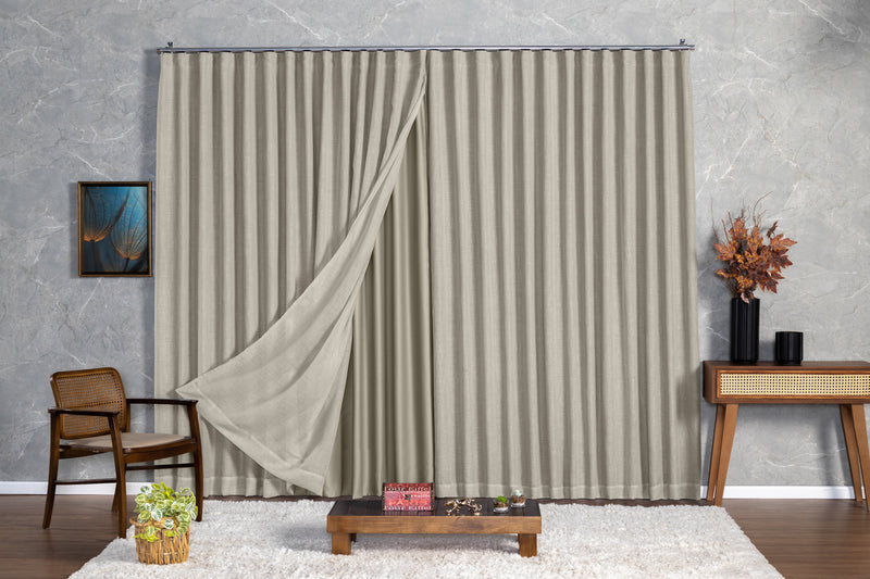 Cortina Blackout com linho 3,00x2,70 Para Trilho Suíço Cor:Palha