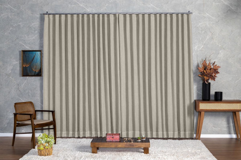 Cortina Blackout com linho 4,00x2,50 Para Trilho Suíço Cor:Palha