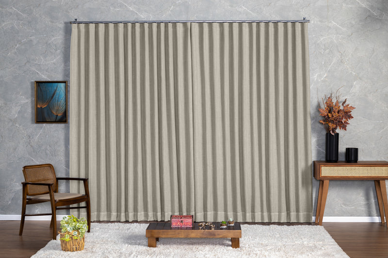 Cortina Blackout com linho 6,00x2,70 Para Trilho Duplo Cor:Palha