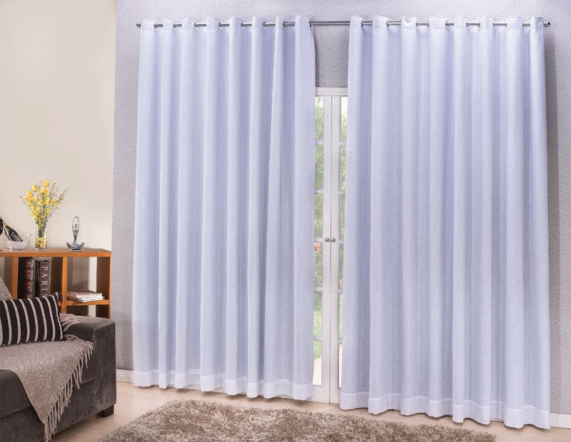 Cortina Blackout com linho 2,80x2,50 Para Varão Duplo Cor:Branco-Gelo