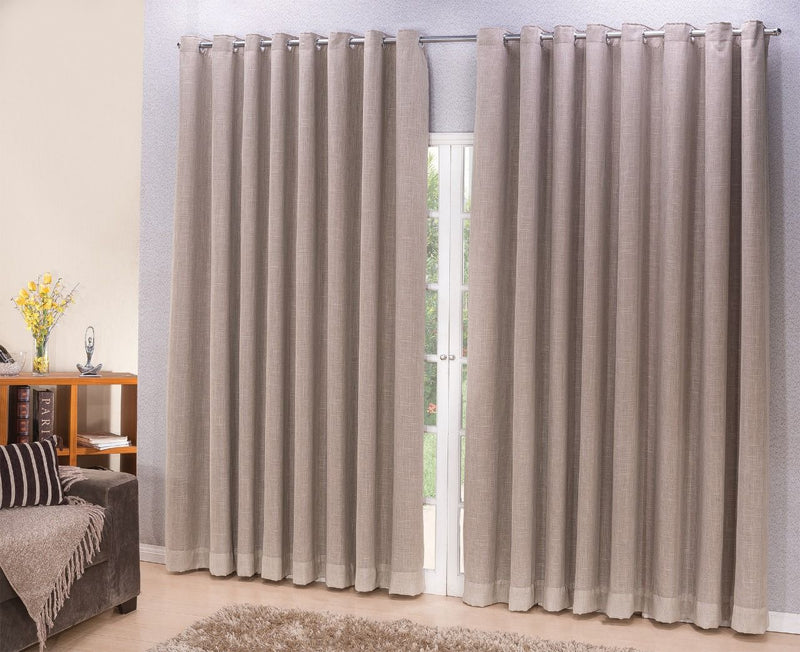 Cortina Blackout com linho 6,00x2,70 Para Varão Simples Cor:Avelã