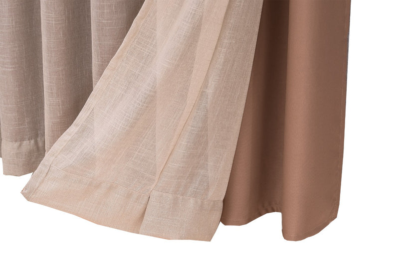 Cortina Blackout com linho 6,00x2,70 Para Varão Simples Cor:Avelã