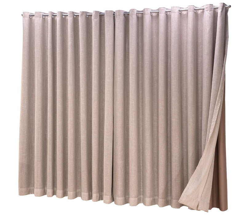 Cortina Blackout com linho 6,00x2,70 Para Varão Simples Cor:Avelã