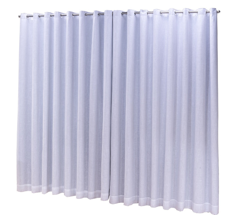 Cortina Blackout com linho 2,80x2,50 Para Varão Duplo Cor:Branco-Gelo