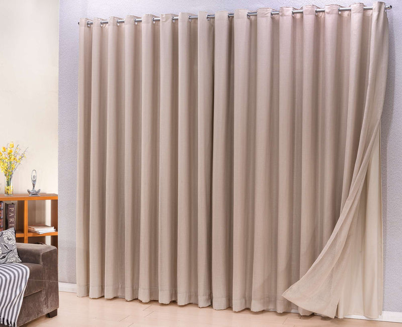 Cortina Microfibra com linho 4,00x2,30 Para Varão Simples Cor:Avelã