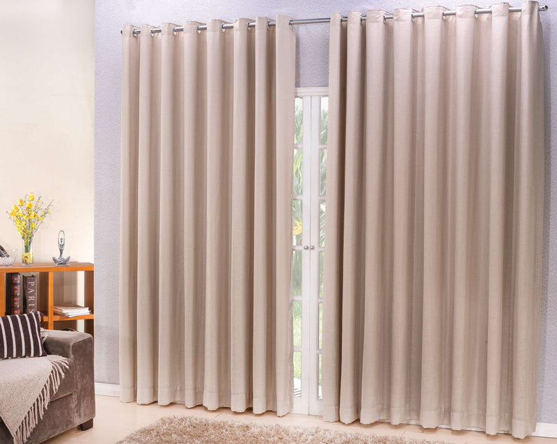 Cortina Microfibra com linho 4,00x2,30 Para Varão Simples Cor:Avelã