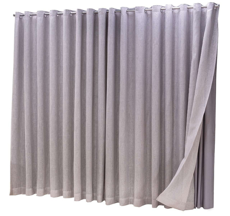 Cortina Microfibra com linho 6,00x2,50 Para Varão Simples Cor:Cinza