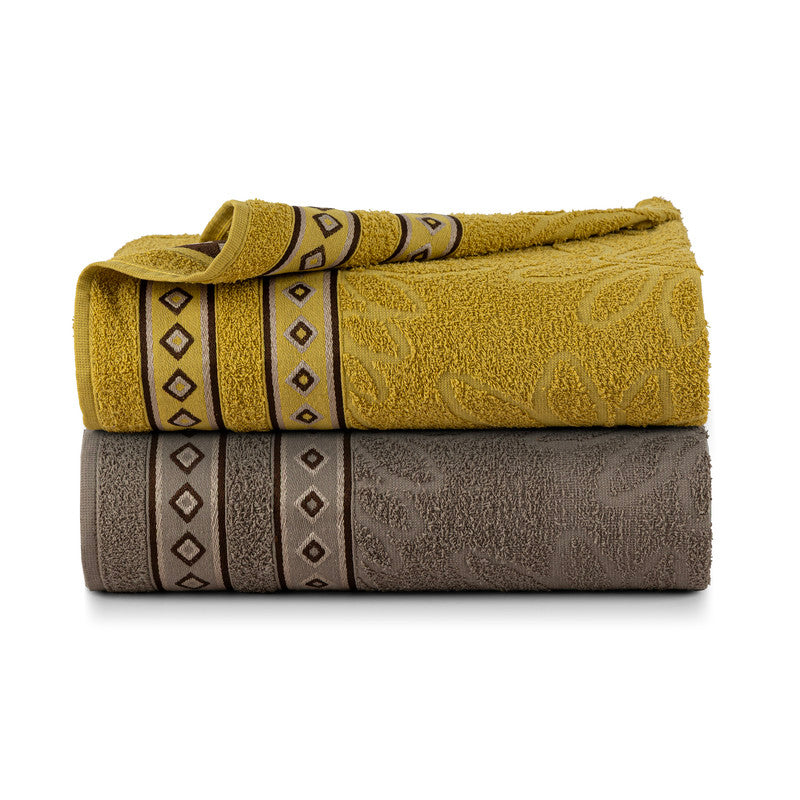 Kit 02 Toalhas de Banho Avulsas Bloom Amarelo e Marrom