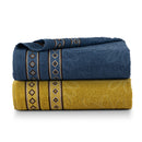 Kit 02 Toalhas de Banho Avulsas Bloom Azul e Amarelo