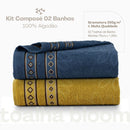 Kit 02 Toalhas de Banho Avulsas Bloom Azul e Amarelo