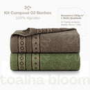 Kit 02 Toalhas de Banho Avulsas Bloom Marrom e Verde