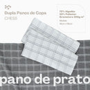 Kit 02 Panos de Copa Chess Xadrez Felpudo Cinza