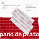 Kit 02 Panos de Copa Chess Xadrez Felpudo Vermelho