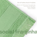 Kit com 12 Toalha Social Franjinha 23cm x 39cm Verde Erva Doce