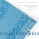 Kit com 12 Toalha Social Franjinha 23cm x 39cm Azul Pacifico