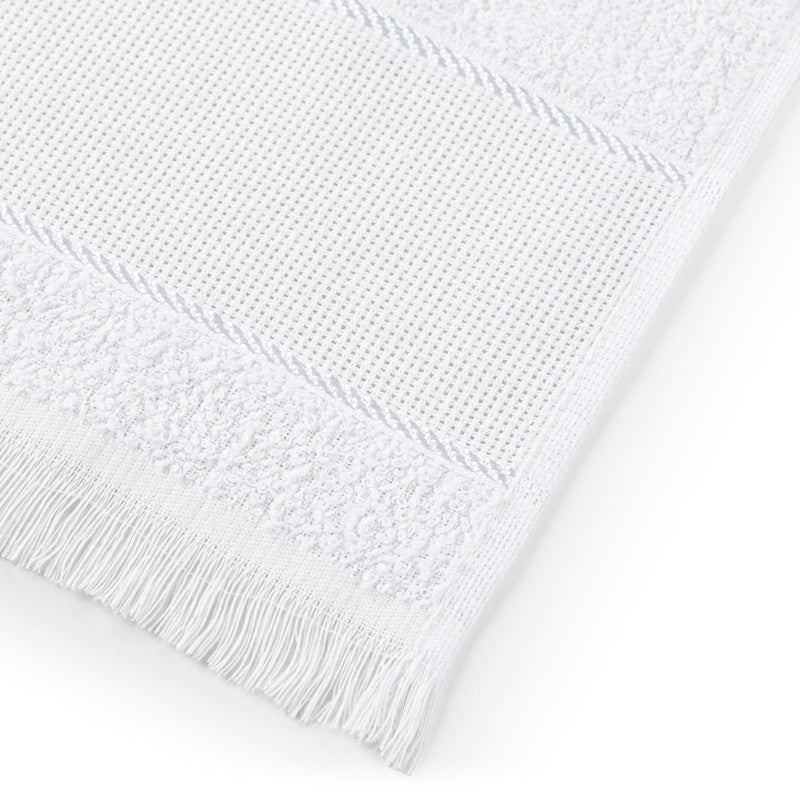 Kit com 12 Toalha Social Franjinha 23cm x 39cm Branco