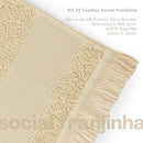 Kit com 12 Toalha Social Franjinha 23cm x 39cm Bege Capuccino