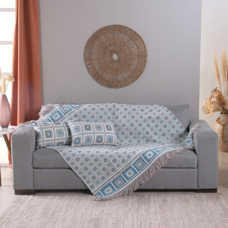 Kit Xale Para Sofá Com Franja Marrocos 5 Peças 1,35 x 1,35 60% Algodão / 40%