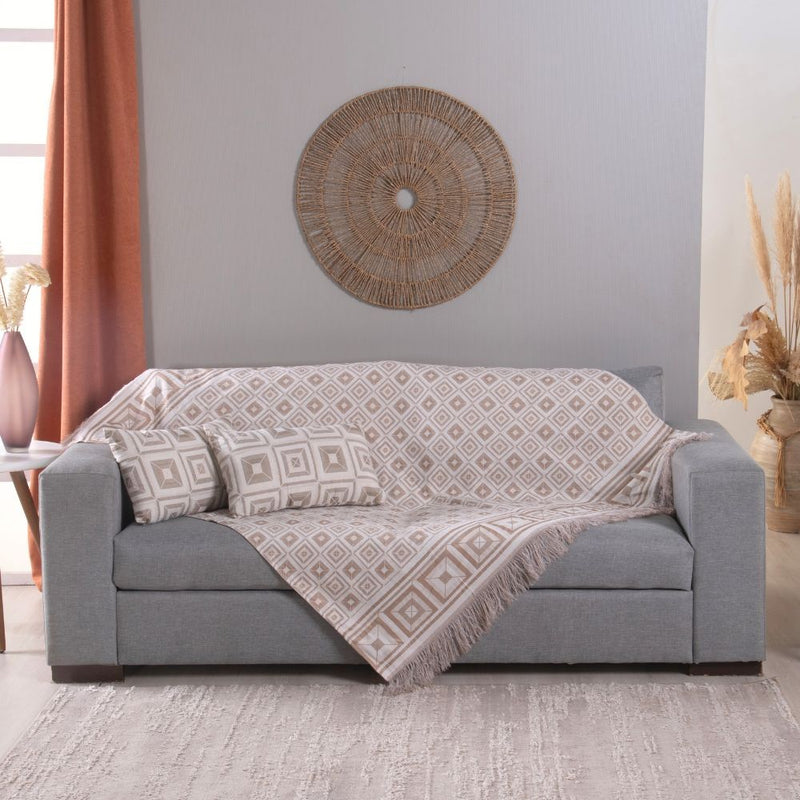 Kit Xale Para Sofá Com Franja Marrocos 5 Peças 1,35 x 1,35 60% Algodão / 40%