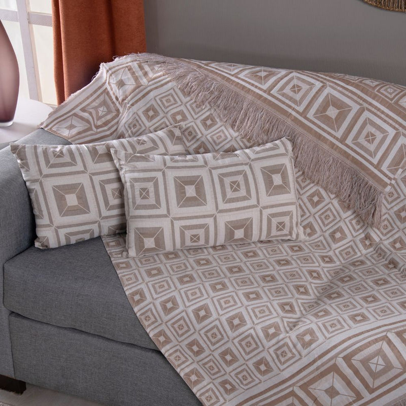 Kit Xale Para Sofá Com Franja Marrocos 5 Peças 1,35 x 1,35 60% Algodão / 40%