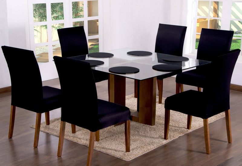 Capa de Cadeira Elástica Preta 06 Lugares