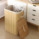 Cesto De Bambu Retangular 72L Com Tampa Forrado B-Max BM-F1102