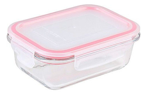 Pote De Vidro Retangular Hérmetico 370ml Forno E Micro Ondas