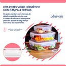 Pote De Vidro Retangular Hérmetico 370ml Forno E Micro Ondas