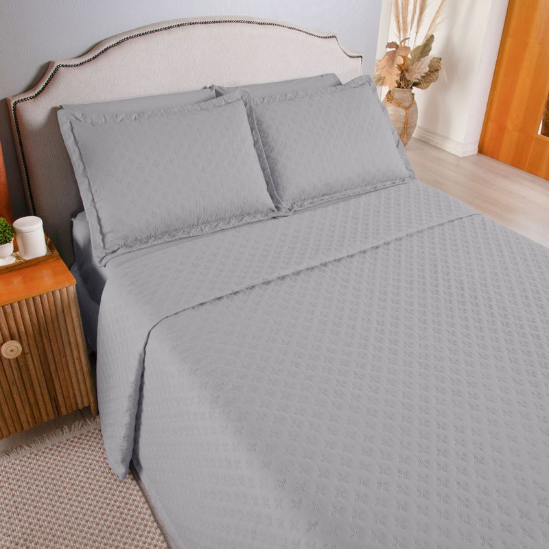 Kit Cobre Leito Matelado Dupla Face Attuale 3 Peças King 100% Poliéster - Cinz