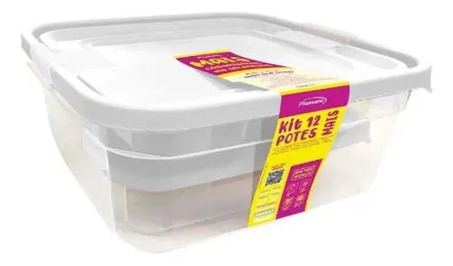 Jogo De Potes Plástico Plasvale Mais 12 Branco