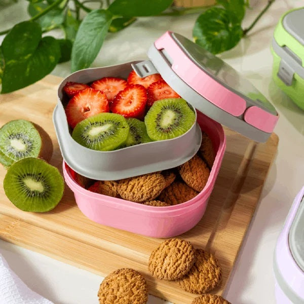 Marmita Com 2 Compartimentos, Travas e Alças Plasvale Azul