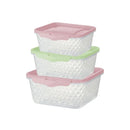 Kit 3 Potes Quadrados Com Trava 550ml , 1L e 1,7 L