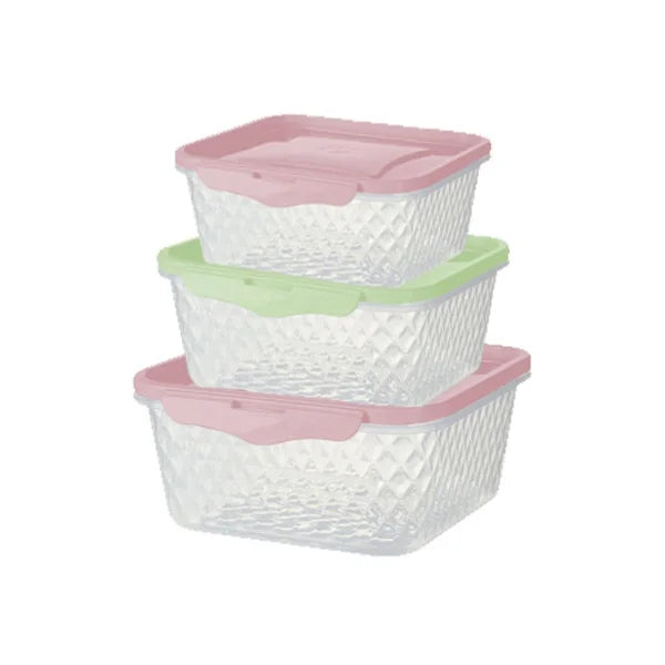 Kit 3 Potes Quadrados Com Trava 550ml , 1L e 1,7 L