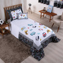 Kit Edredom Solteiro 4 Peças Boy 300 Fios Micropercal Estampado Completo