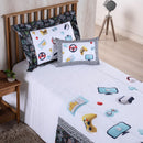 Kit Edredom Solteiro 4 Peças Estampado Boy 300 Fios com Almofada Completo