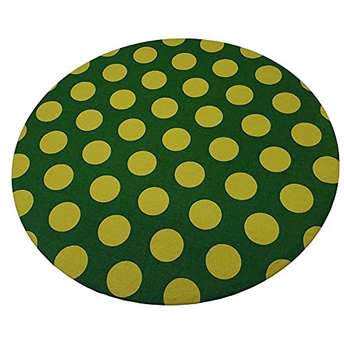 Kit 4 Capas Sousplat Algodão Poá Grande Verde e Dourado 35cmx35cm